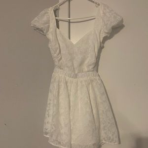 Lulus white lace open back Romper
